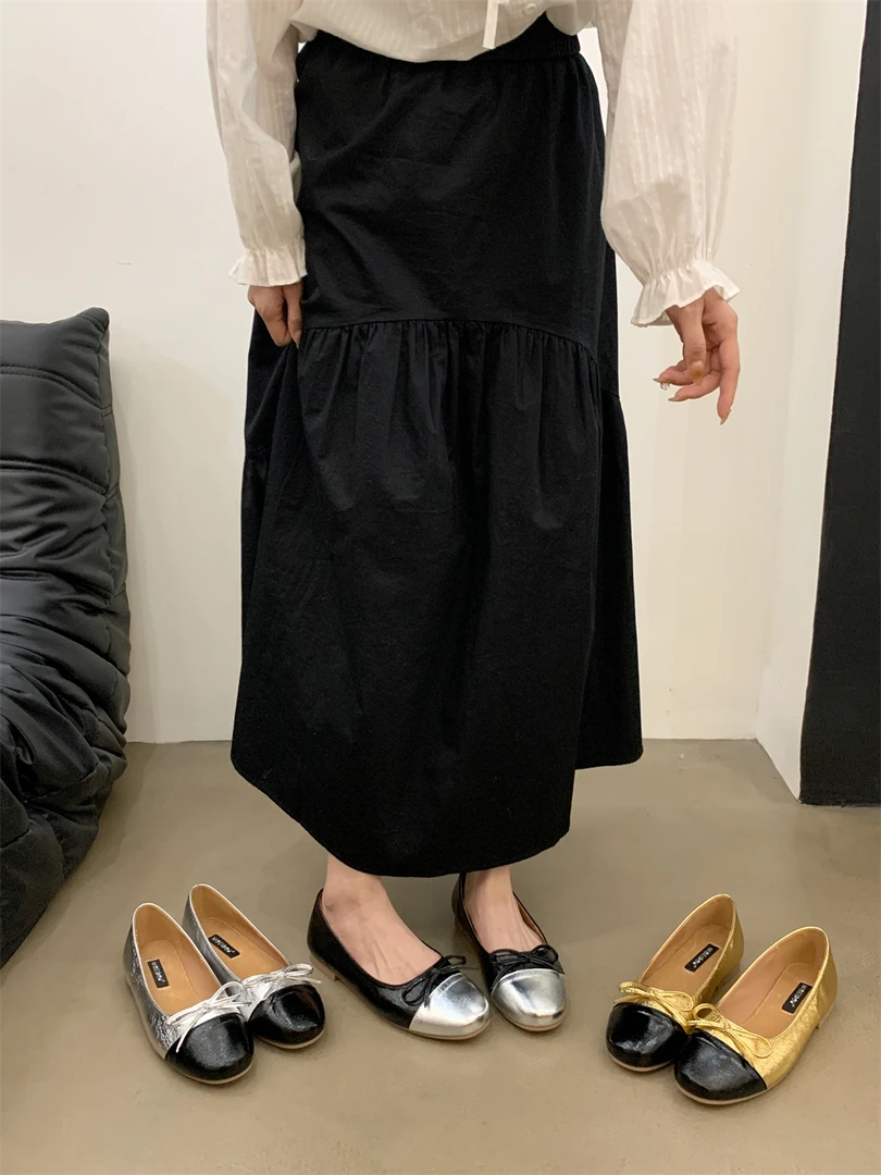 VEEFSHOW 339-2 韩版拼接平跟单鞋复古英伦风单鞋平底皮鞋小众