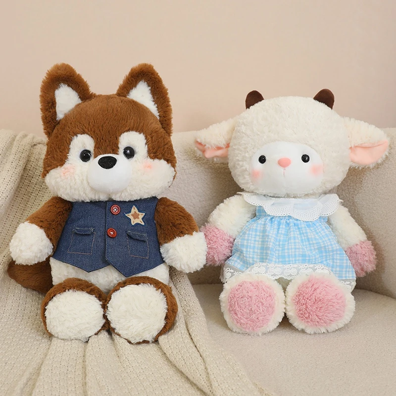 正版森林会跑步的小熊玩偶毛绒玩具小羊公仔哈士奇抱枕布娃娃女生
