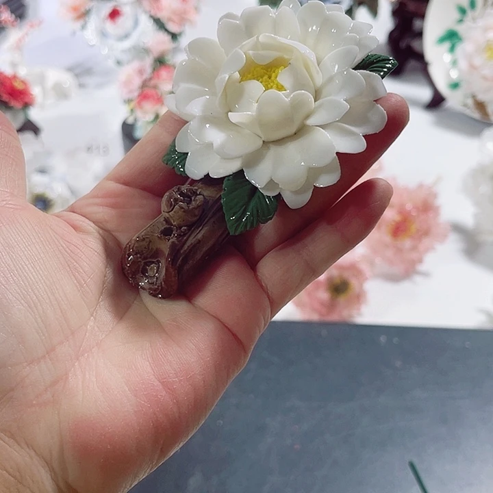 瓷片纯陶瓷手工捏花