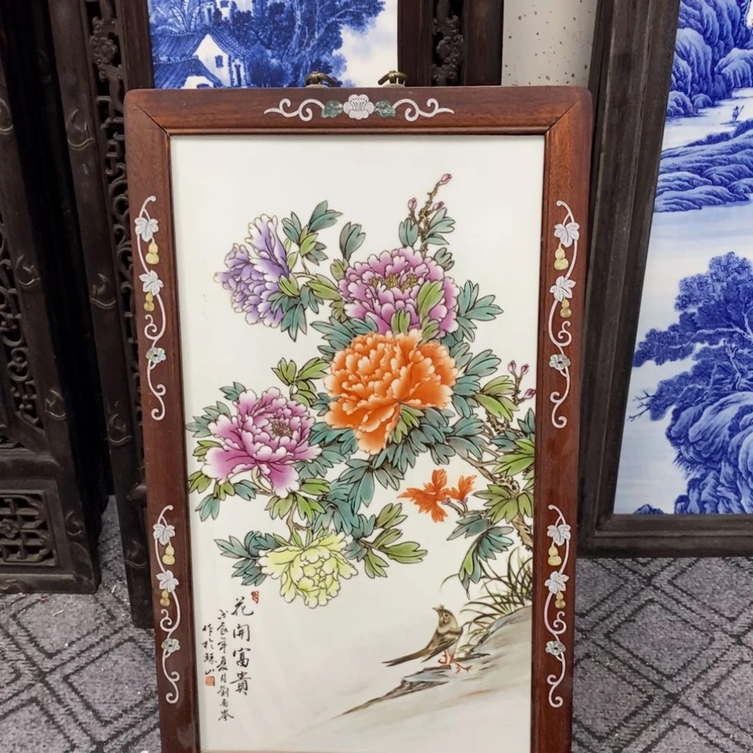 瓷片60*37 景德镇瓷板画柴窑烧制