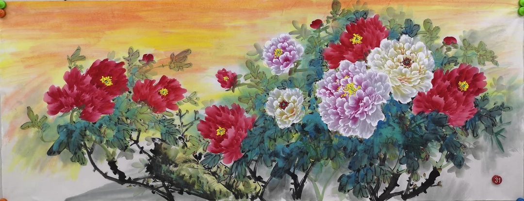 小六尺富贵满客厅书房茶室居家装饰挂画