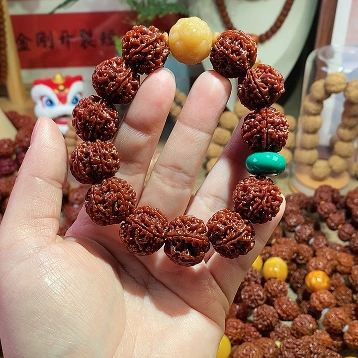 金刚菩提手串206手串皮修绿扣