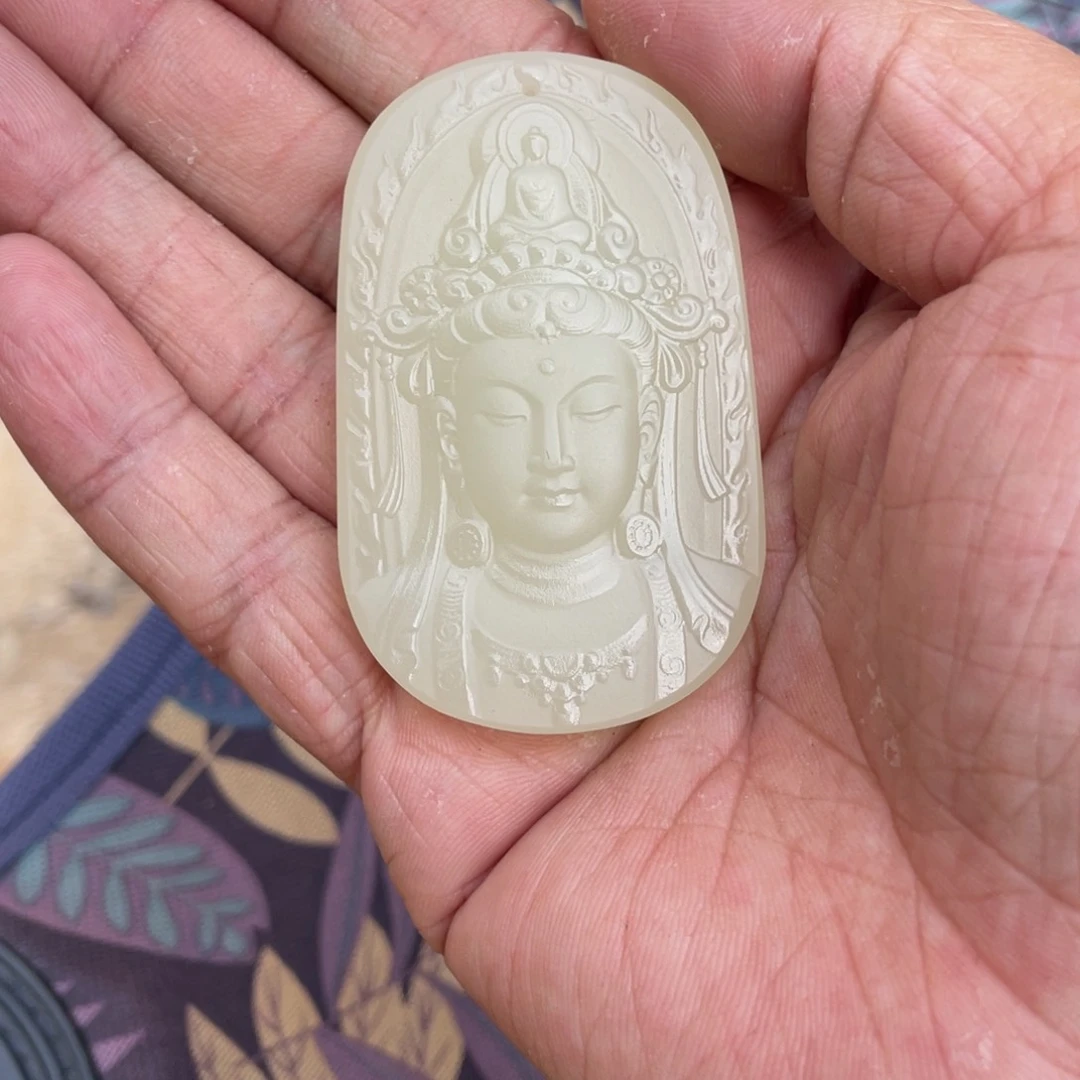 透闪石质玉挂件未镶嵌度母吊坠