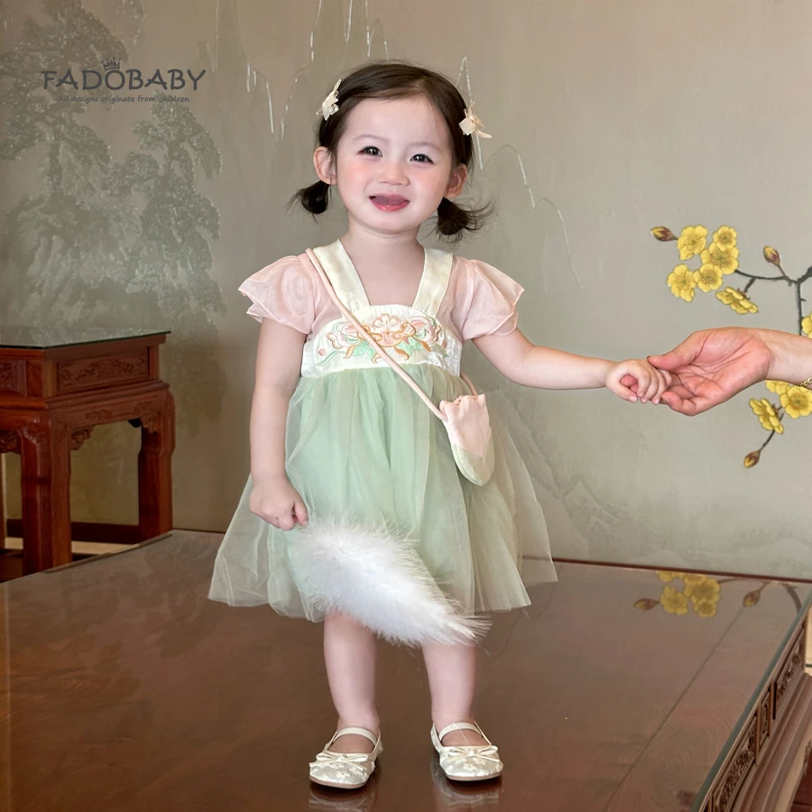 汉服女童连衣裙夏装中国风公主裙宝宝周岁礼服夏季新中式儿童裙子