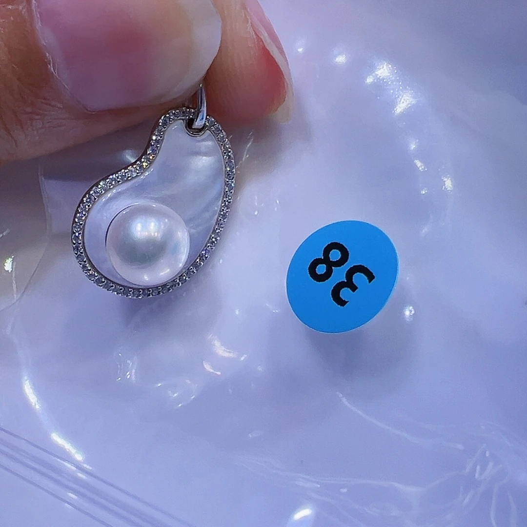 耳饰银S925镶嵌淡水珍珠