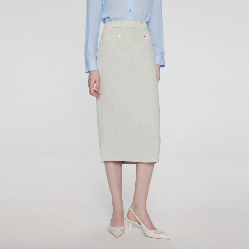 Scofield女装通勤半身裙高腰纯色显瘦包臀裙2024夏季新款