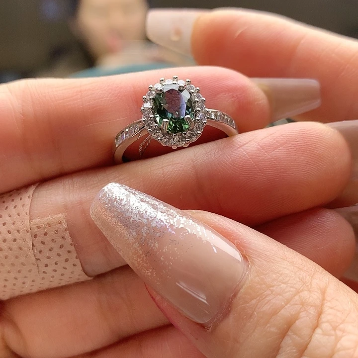 碧玺戒指银S925镶嵌纯天然