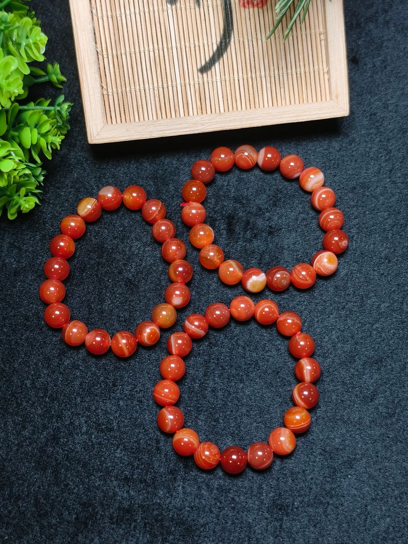 面面来财珠宝S1444【福翠缘】血胆龙石玛瑙红手串-多样性只发一件