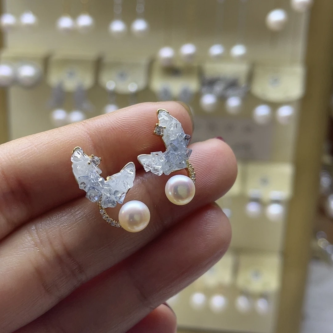 淡水珍珠耳饰银S925镶嵌