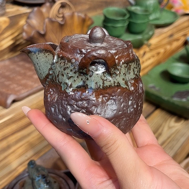 裸烧粗陶老岩泥茶具