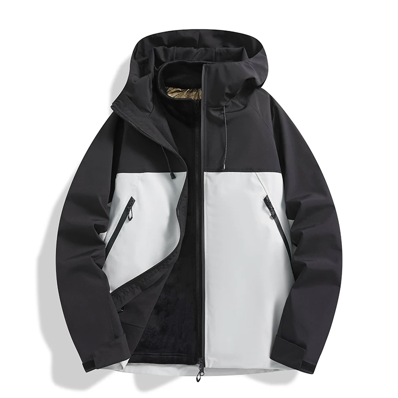 【男女同款】户外冬季冲锋山系连帽防风防水石墨烯情侣外套-2077