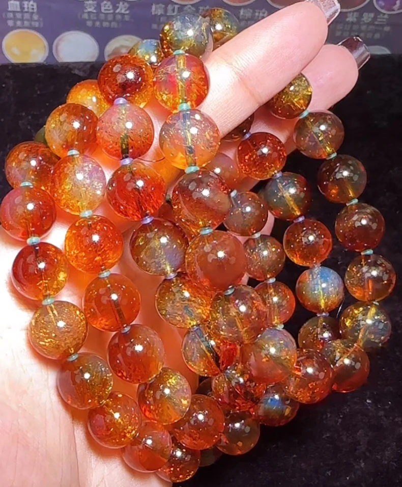 【齐福珠宝】1/22-18/11mm馆藏级同料红蓝金沙珀（多样性发其一）