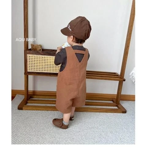 MOMOCO/玛米玛卡【断码】宝宝背带裤套装夏季新款男童复古森系棉麻