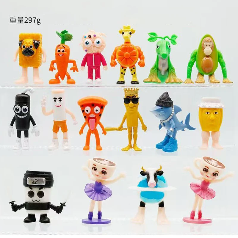 Tralala超酷鲨鱼外国山海经新款手办皇冠木棍人双色咖啡舞者摆件