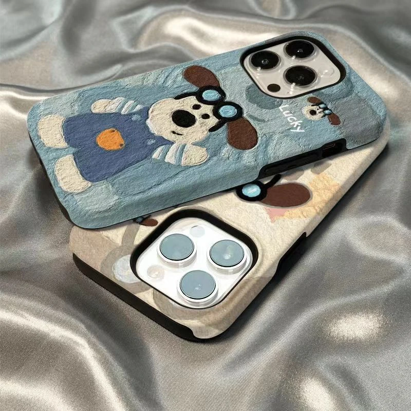 菲林二合一油画小狗适用于苹果17手机壳iphone16华为oppo全包vivo
