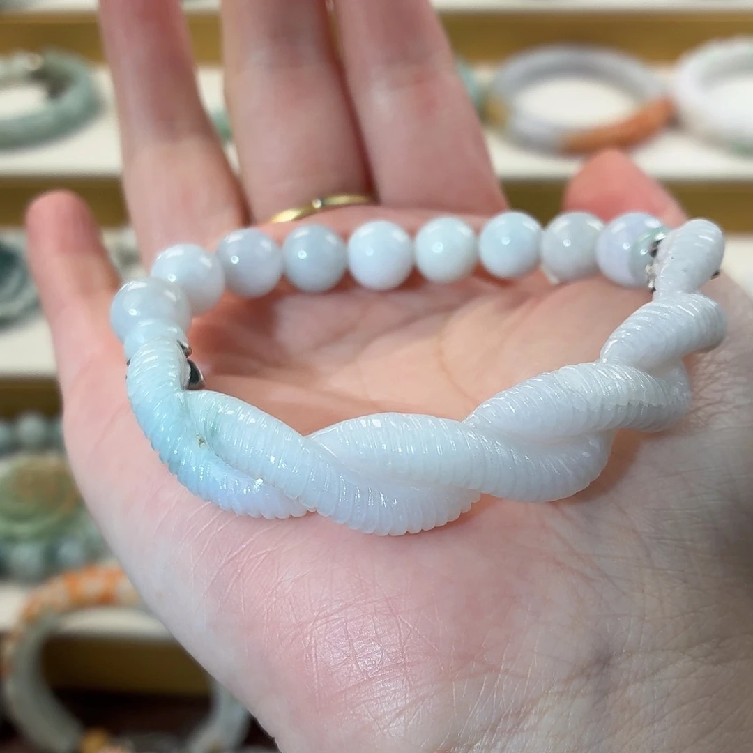 翡翠未镶嵌手镯麻花半镯设计款