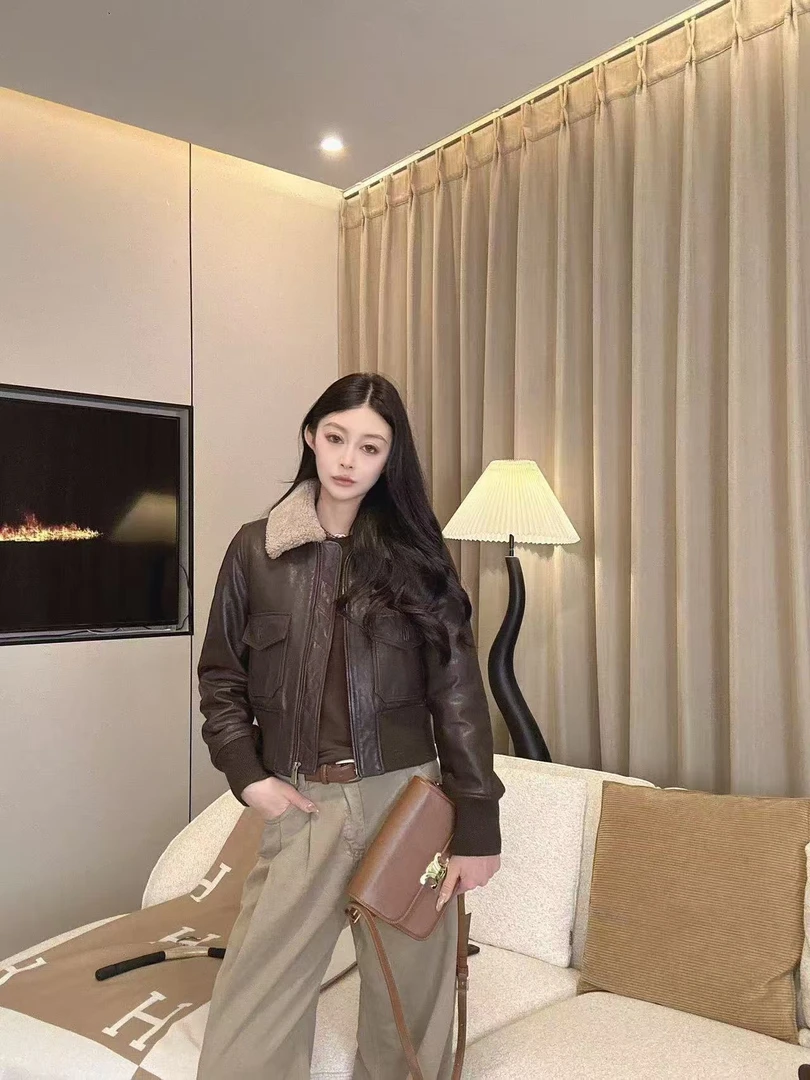 【朱朱】★“明信片记忆“真皮皮衣绵羊皮春款新款外套 23283