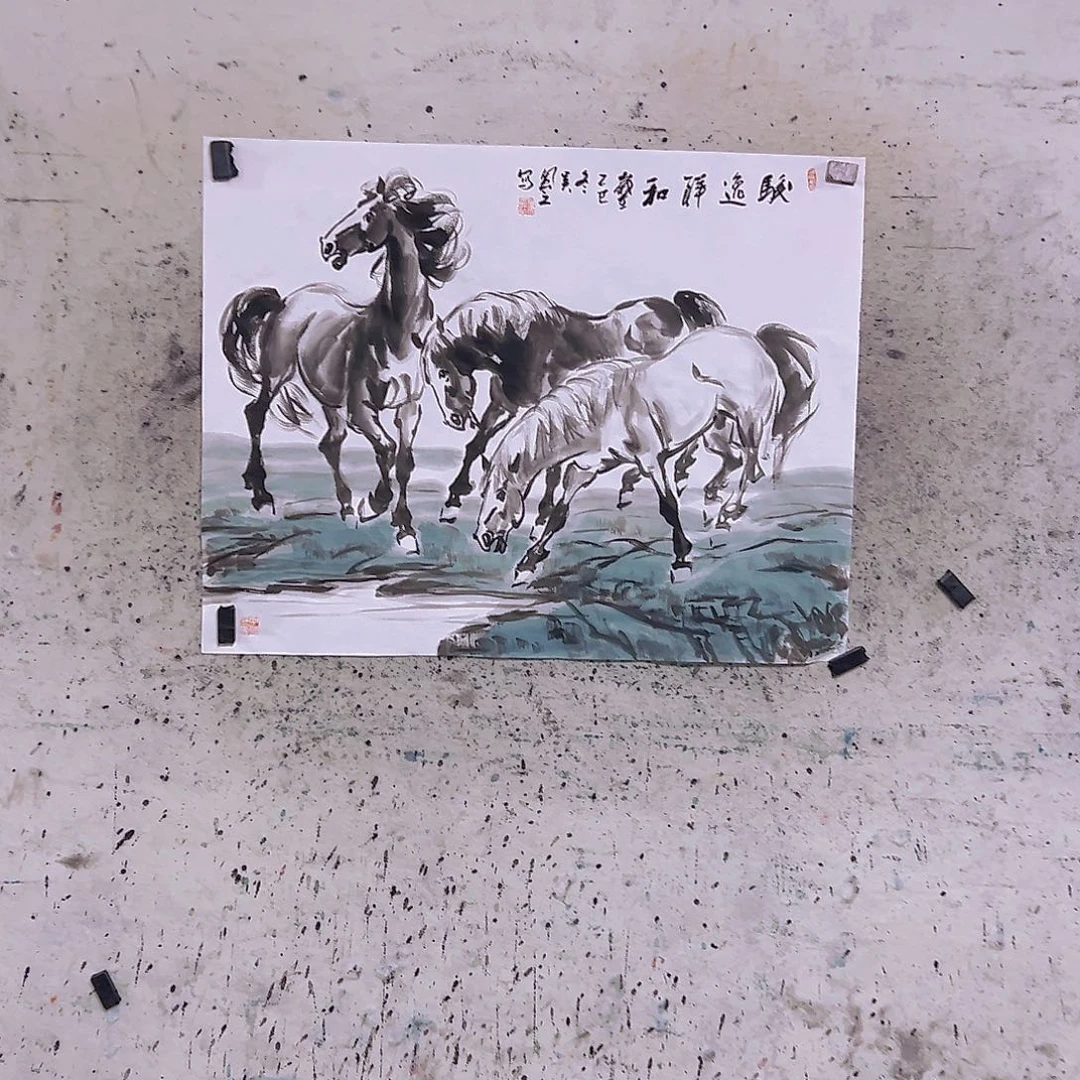 神***族国画三尺90x70cmcm