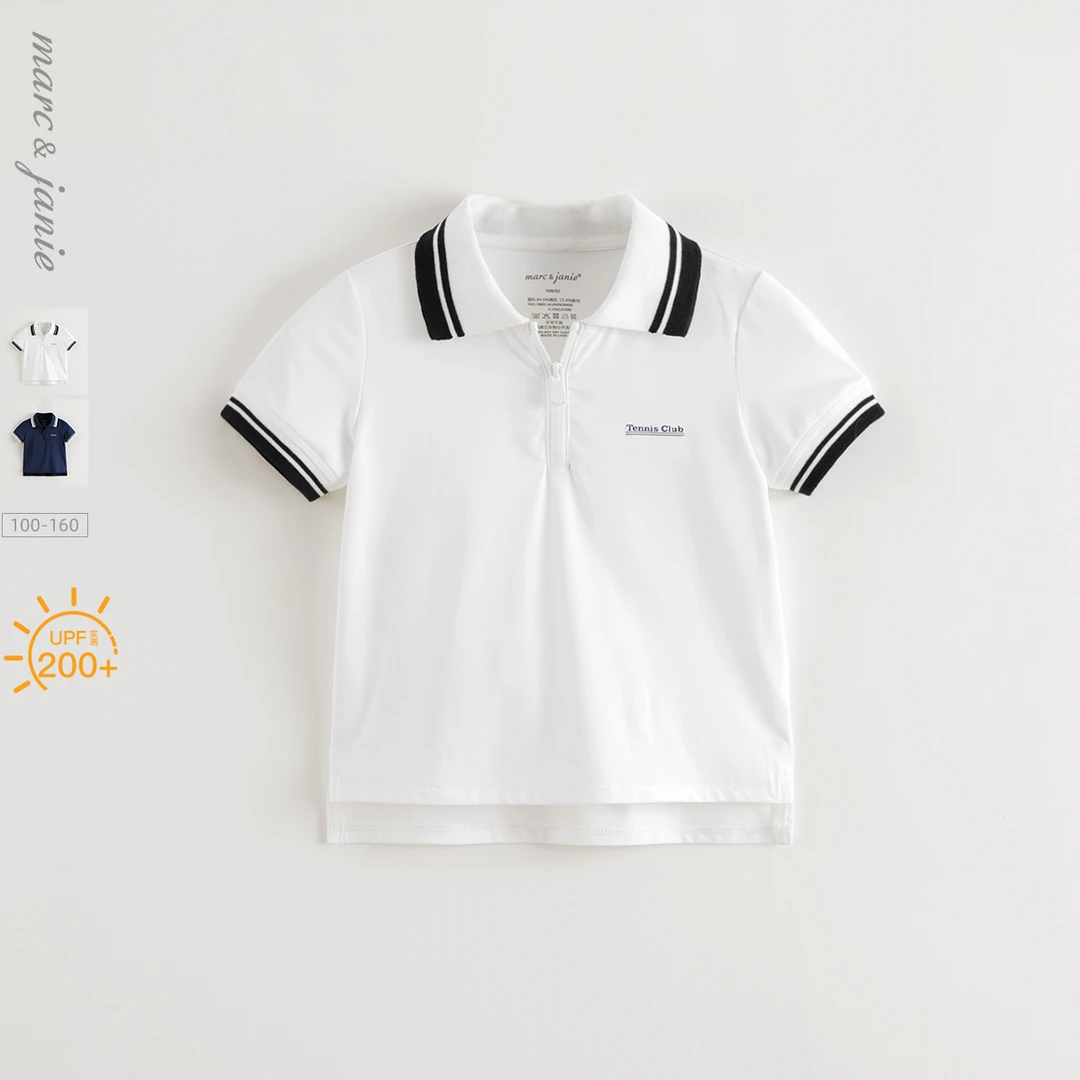 【凉感防晒】马克珍妮女童高倍防晒poloT恤2025年春夏新款550385