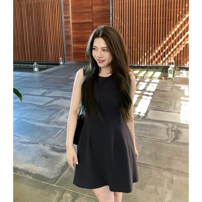 大眼自制LARGE EYE 赫本风 千金背心裙女气质掐腰礼服裙 领证裙