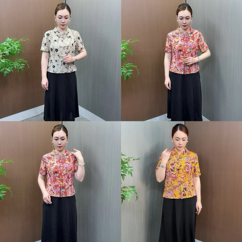 高品质妈妈装潮流新款夏季中老年显瘦时尚裙子休闲弹力连衣裙女装