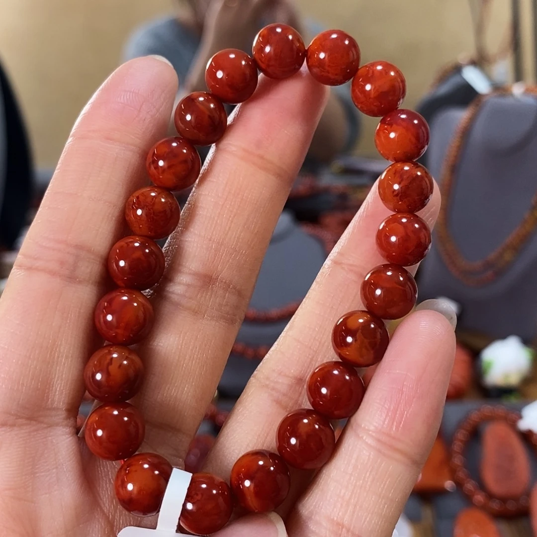 未镶嵌单圈9mm原矿南红玛瑙微*笑