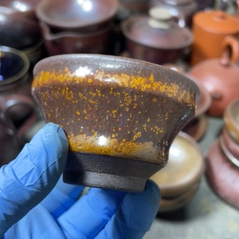 茶盏?*建阳建盏微瑕玉兰