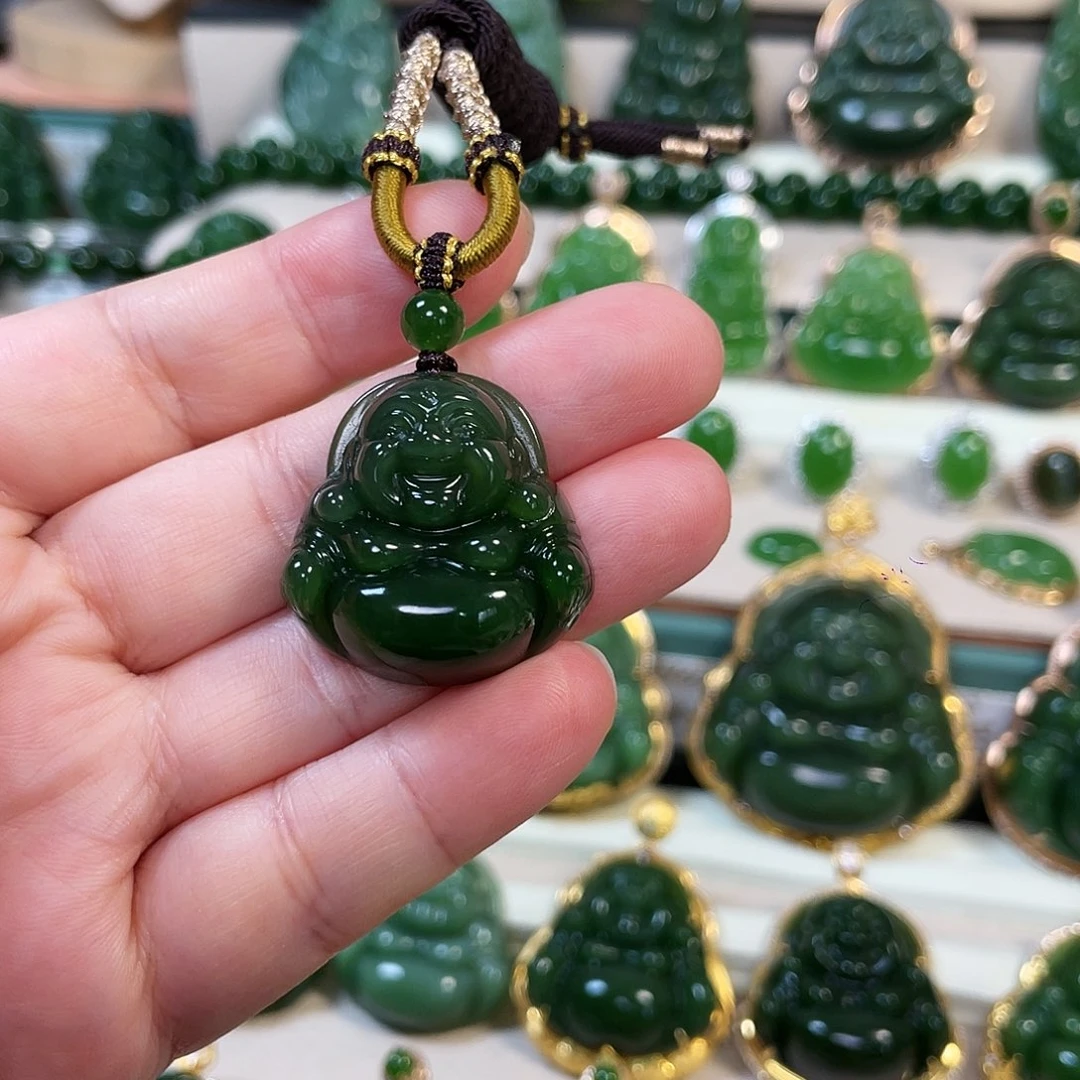 和田玉（碧玉）未镶嵌颈饰帝王绿佛公30