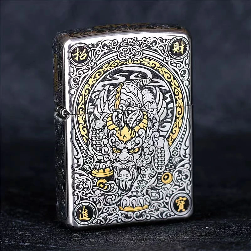 ZIPPO打火机正品/错金银钢机招财貔貅【阿明1】DYJ1