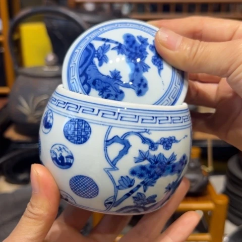 蜜安罐瓷香炉锡茶则