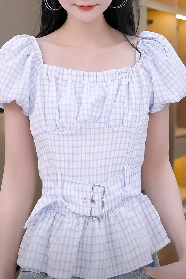 【秀宝女装】设计感百搭格子衬衫XB4206