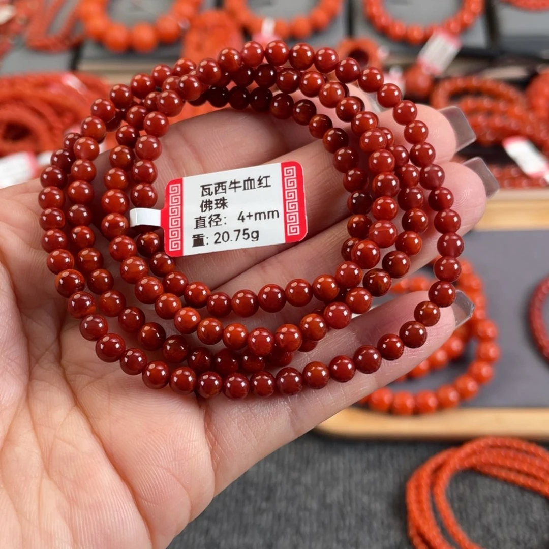 南红玛瑙未镶嵌手链瓦西南红牛血红多圈