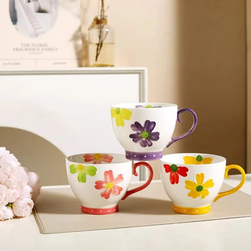 【黎都官方正品】手绘釉下彩陶瓷马克杯520ml高颜值大容量早餐杯子