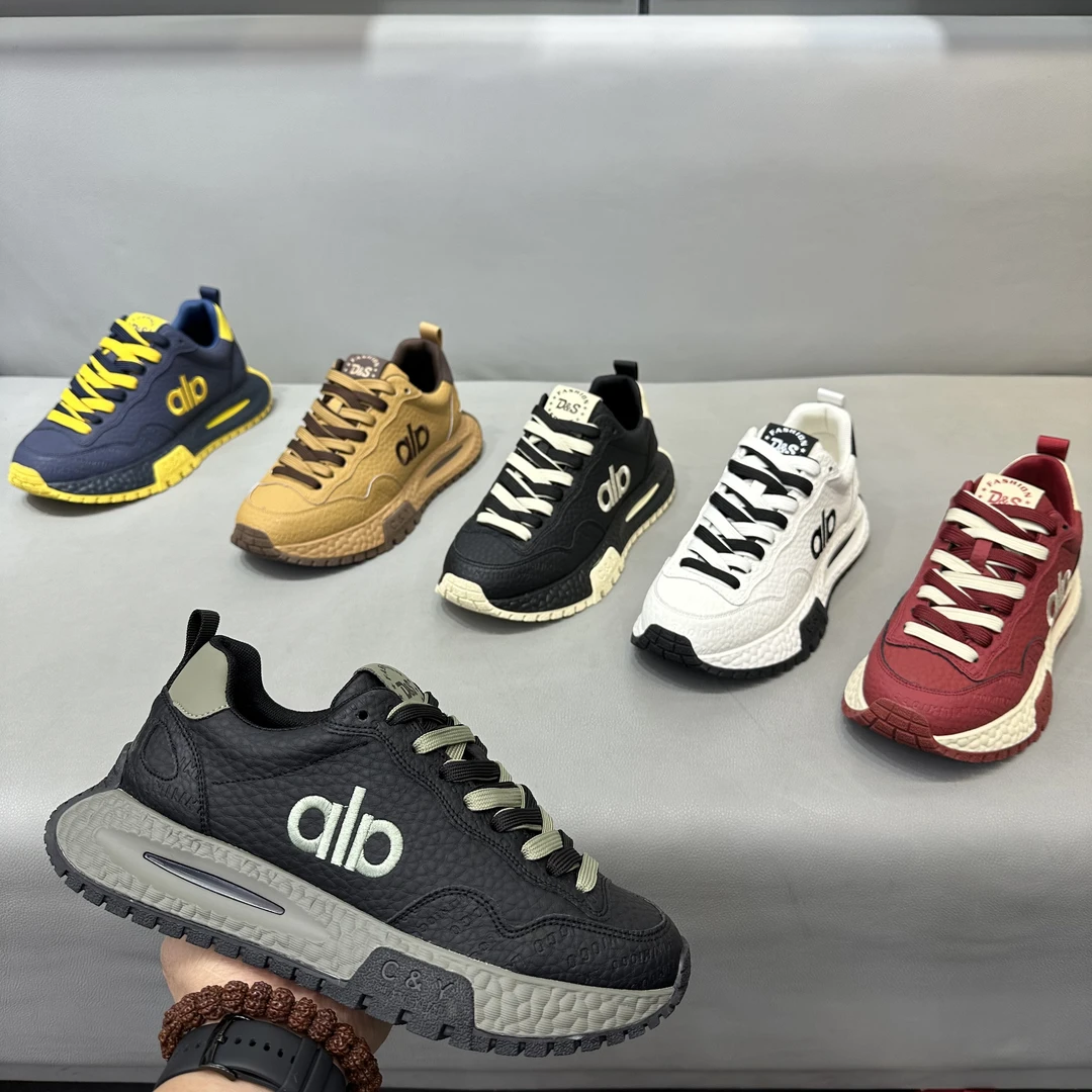 2026年四季新款低帮系带拼接防滑厚底阿甘鞋增高运动休闲百搭男鞋