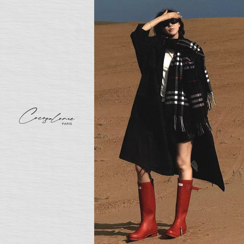 韩彬彬"黑科技"复古赫本风收腰抽绳挺括不易皱高级通勤风衣2140-9