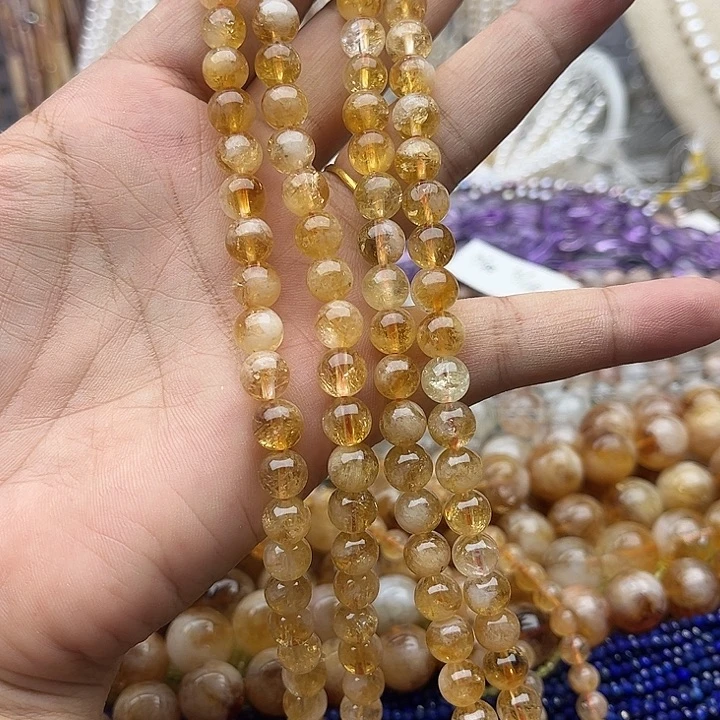 未镶嵌玛瑙/玉髓珠宝半成品一条8mm黄塔晶