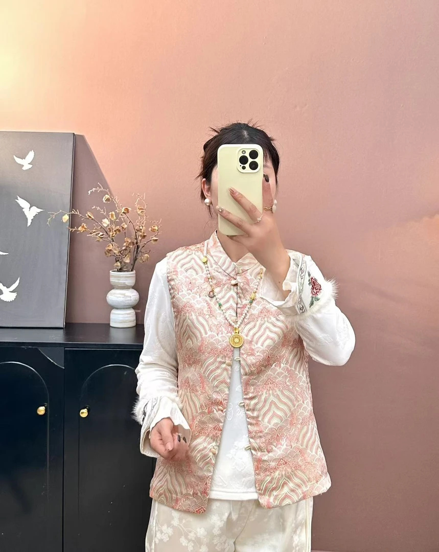 《 海水江崖-双面穿》新中式提花复古国风休闲百搭高定双面穿马甲