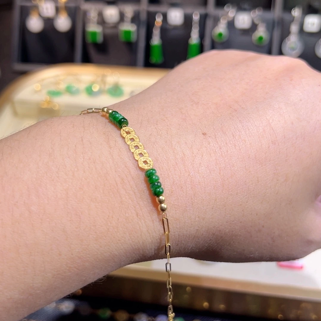 翡翠18K金镶嵌颈饰手链