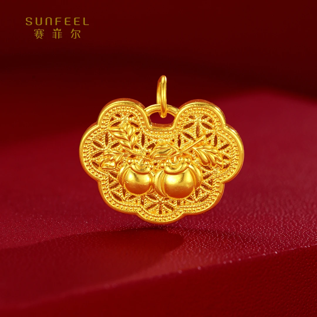 SUNFEEL/赛菲尔【二十七店】足金5D硬金平安锁吊坠DYD000291