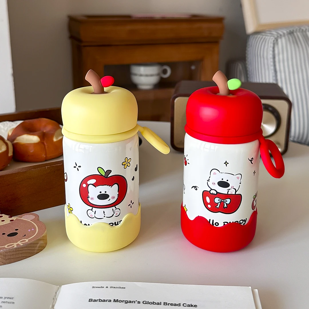 苹果保温杯女生便携高颜值儿童上学专用水杯学生小容量2025新款