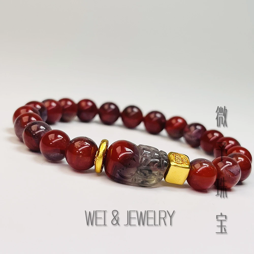 【微予珠宝】【米库钥匙】天然水晶紫极光设计款手串多样性发其一