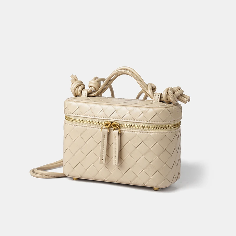 格丽诗传统编织真皮纯色拉链小方包单肩斜挎手提包新款羊皮包