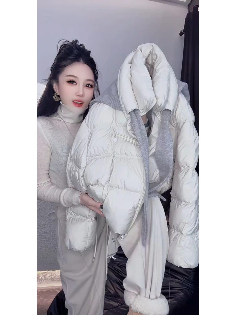 冬季新款女装外套轻熟翻领围脖宽松韩版纯色休闲时尚保暖面包服