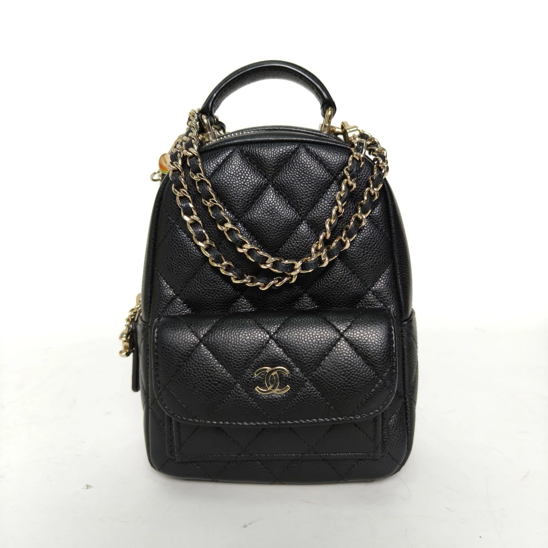 95新 Chanel/香奈儿 【娇】手提前口袋双肩包皮革C 镭射标 826318