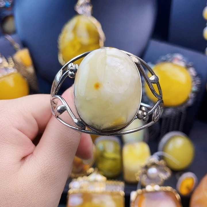 琥珀银S925镶嵌裸石