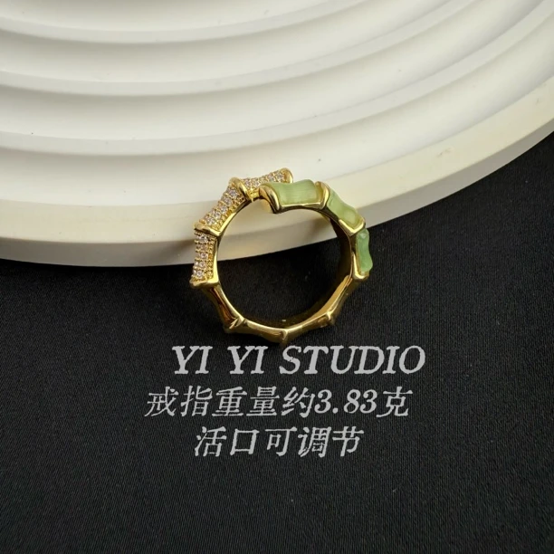 铜合金锆石戒指 树脂戒指节节高升锆石点镶开口戒