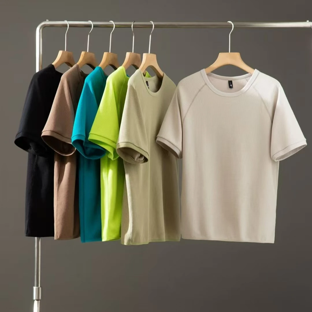 退货补贴 户外山系男女华夫格透气舒适休闲短袖T恤打底衫2518