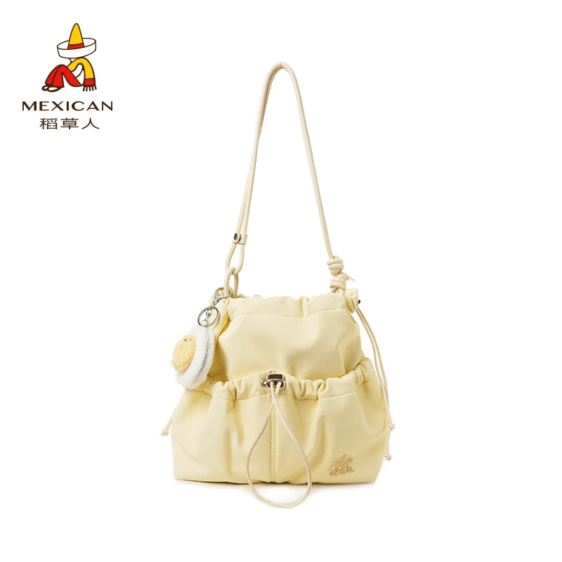 稻草人2025新款大容量斜挎单肩水桶通勤包休闲实用测