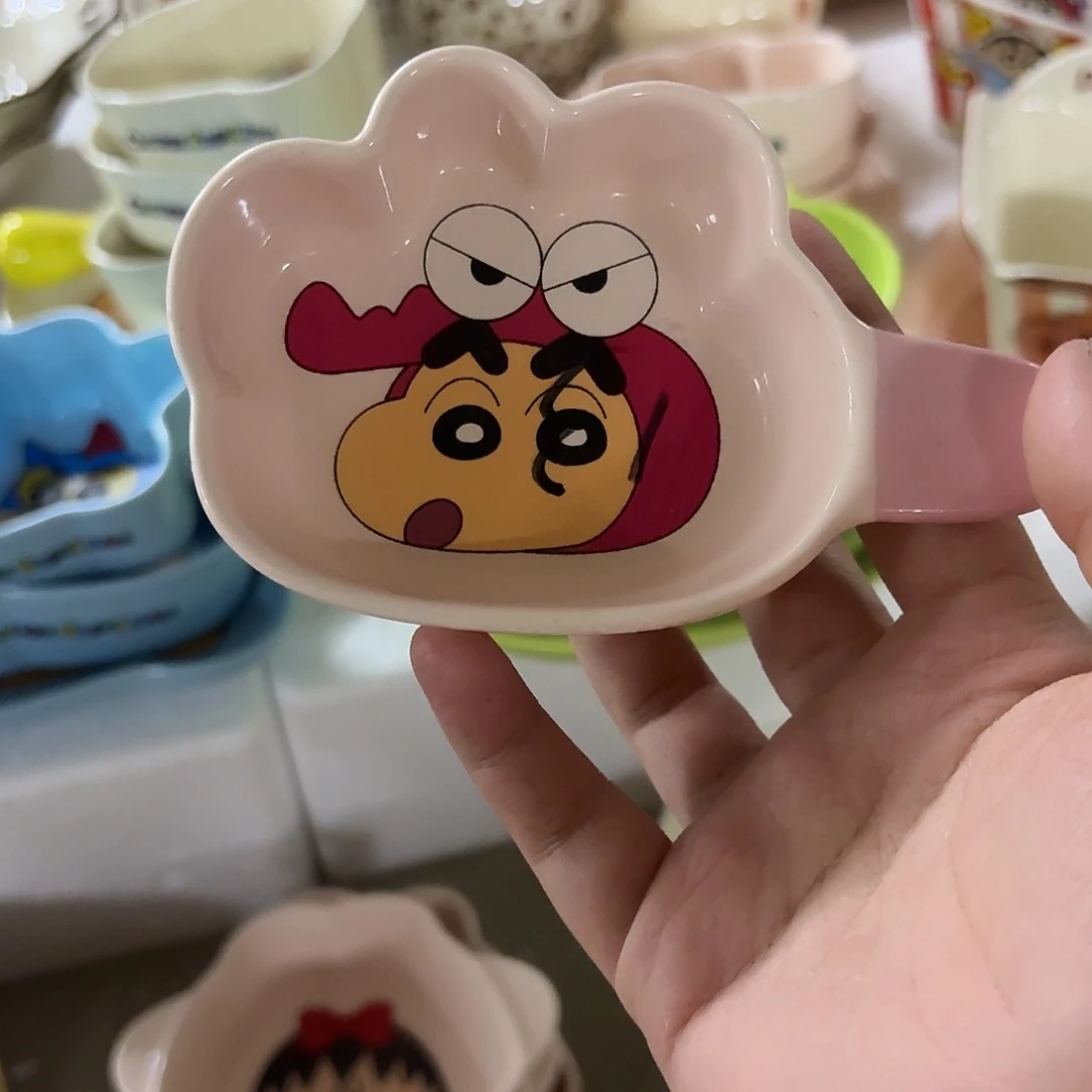 我***个搪瓷微瑕粉色小新料碟一个