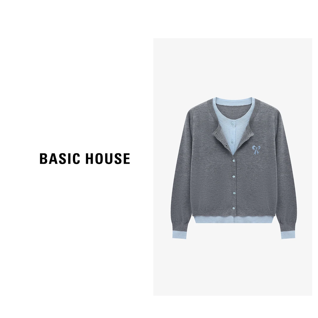Basic House/百家好老钱风松弛感通勤假两件针织衫-B0625H5T792